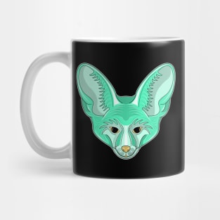 cute cyan bat eared fox face cartoon Mug